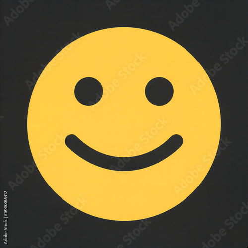 Smiley Face Icon with Bold Geometric Flat Shapes