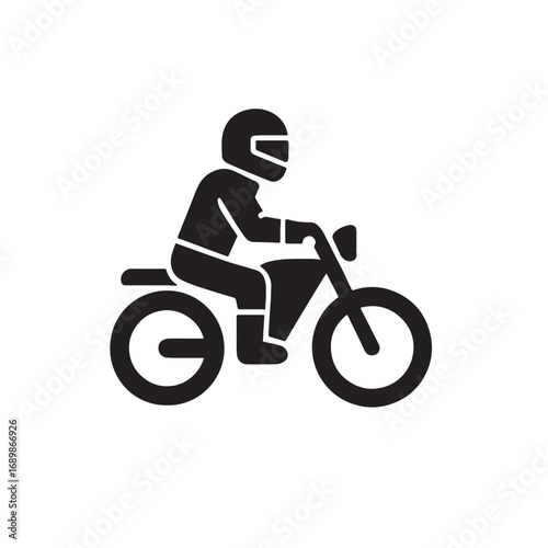 Motorcycle rider with protection gear icon