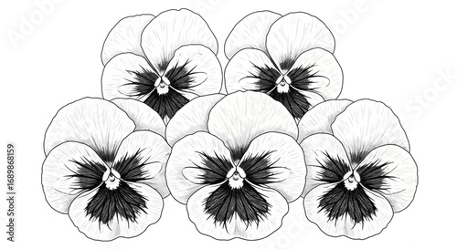 Charming pansies in black and white for a classic floral design creation