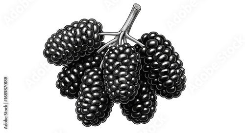 Luscious Blackberries on a Twig Freshly Picked from the Garden Artwork