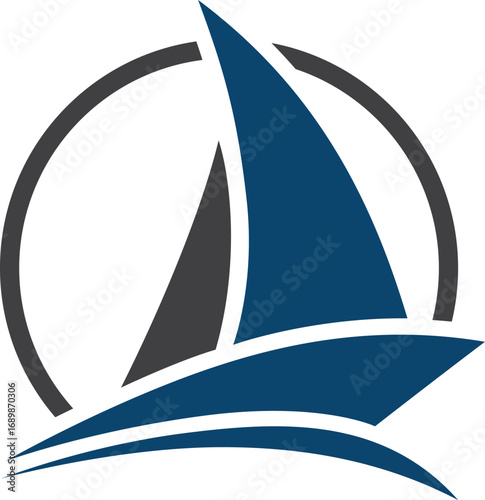 Sailboat Logo within Circle - Nautical Branding