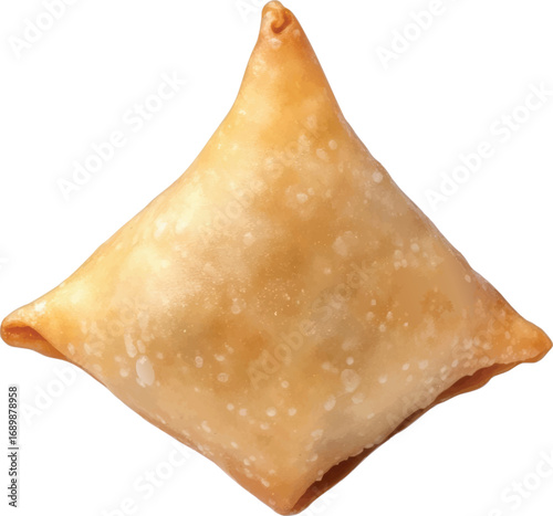 Golden Fried Samosa on White Background pastry savory