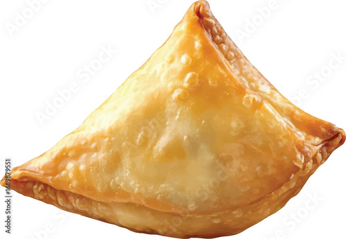 Golden Fried Samosa Pastry on White Background crispy