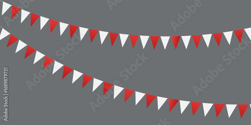 Festive flag garland vector illustration. Retro bunting in simple flat style, isolated on white background.