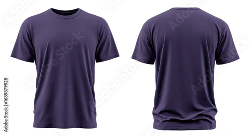 Dark purple, unisex t-shirt, front and back view