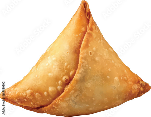 Golden Fried Samosa Pastry Isolated on White Background
