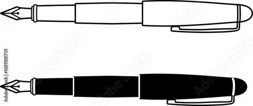 文房具万年筆のベクターイラストセット