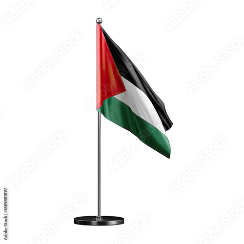 Palestinian flag on a stand, waving