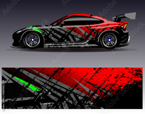 Car wrap design vector. Graphic abstract stripe racing background designs for vehicle, rally, race, adventure and car racing livery	