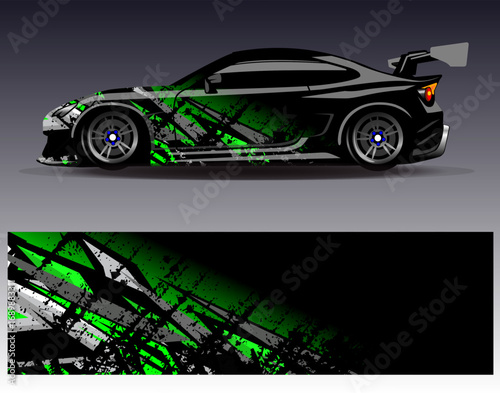 Car wrap design vector. Graphic abstract stripe racing background designs for vehicle, rally, race, adventure and car racing livery	