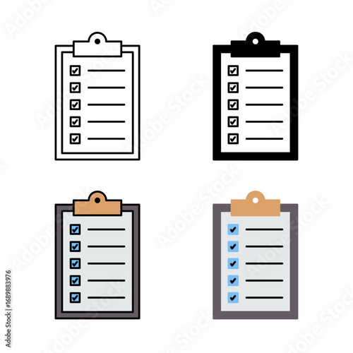 Survey Form icon . in stroke, black and colored vectors collection isolated on white background.