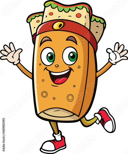 Vector art of cartoon burrito character running