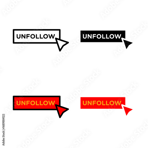 Unfollow Icon . in stroke, black and colored vectors collection isolated on white background.