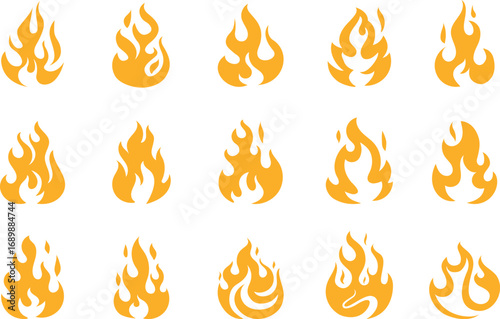 Fire Flame Flat Illustration Set – Vector Flames Collection