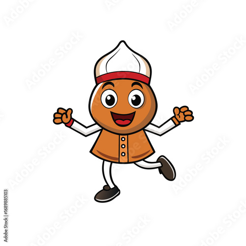 Vector art of cute laddu cartoon character is dancing