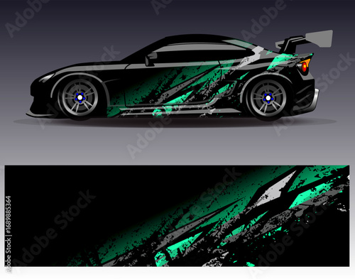 Car wrap design vector. Graphic abstract stripe racing background designs for vehicle, rally, race, adventure and car racing livery	