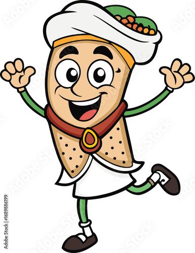 Vector art of cute cartoon character of shawarma is walking
