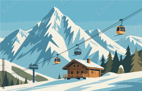European architecture and scenery, vector graphics