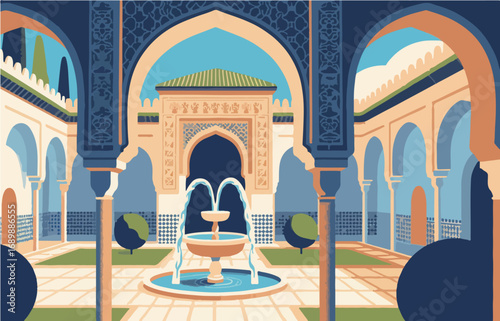 European architecture and scenery, vector graphics