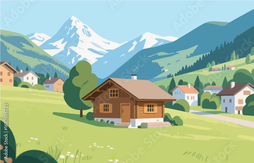 European architecture and scenery, vector graphics