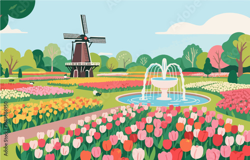 European architecture and scenery, vector graphics