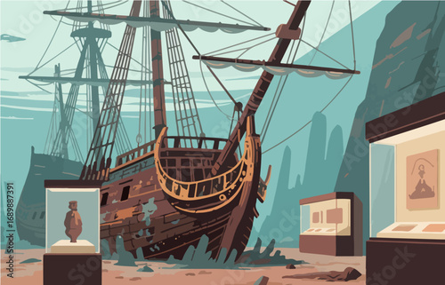 European architecture and scenery, vector graphics
