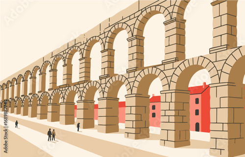 European architecture and scenery, vector graphics