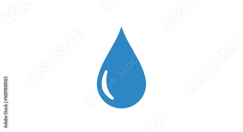 A simple, clean, and modern graphic illustration of a single blue water droplet.