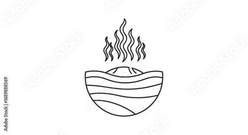 Illustration depicting a cross-section of the Earth with a volcanic eruption at the surface.
