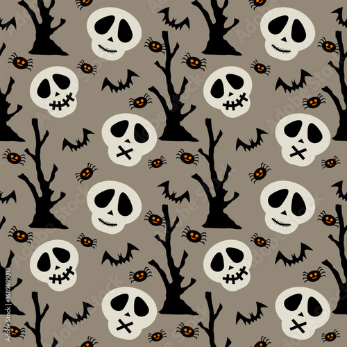 seamless background Halloween with skulls