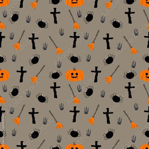 seamless pattern Halloween with funny monsters