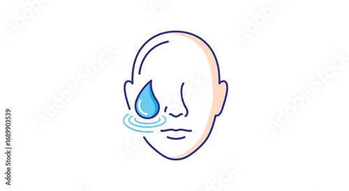 Illustration of a person with a tear rolling down their face, depicting sadness or emotional distress.