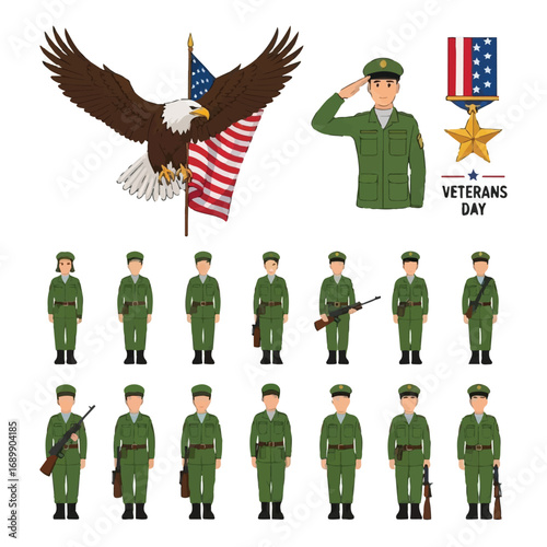 Veterans Day background, poster. Honoring all who served. Vector