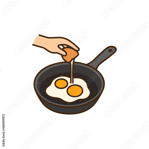 fried egg in a frying pan