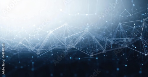 Abstract digital network connecting points and lines over a dark blue background symbolizing data flow and technology connectivity
