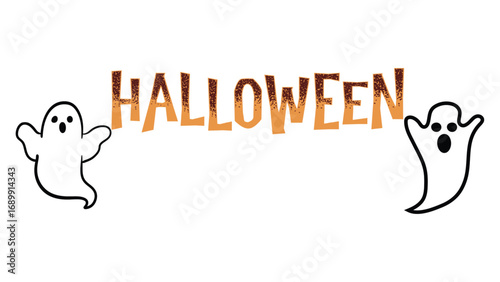 Cute Halloween Ghosts with Spooky Halloween Text Design