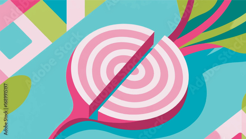 Illustration of Cross Section of Chioggia Beet Vector Design Template