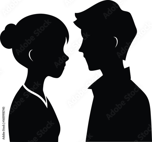 Couple looking at each other silhouette