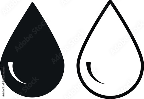 water drop icon set, Water drop shape, Natural clean water from lakes illustration, water drop line art vector design,  logo in a flat design,
