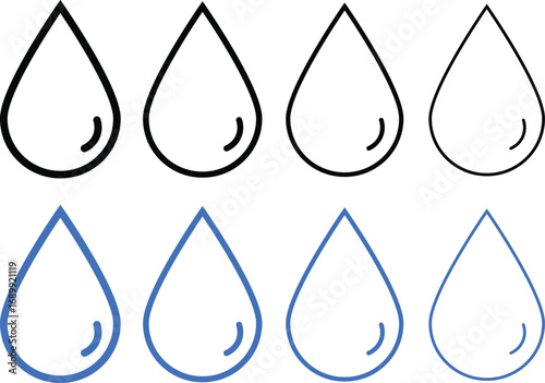 water drop icon set, Water drop shape, Natural clean water from lakes illustration, water drop line art vector design,  logo in a flat design,

