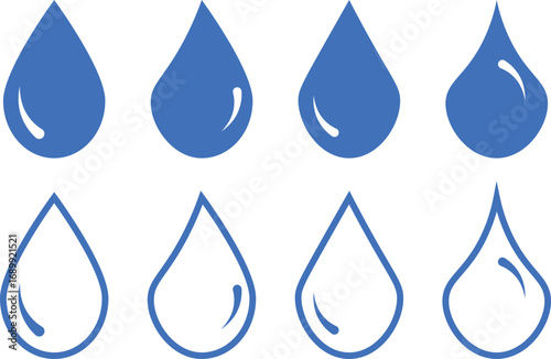 Water drop blue icon shape, Water drop icon in art style vector illustration,
