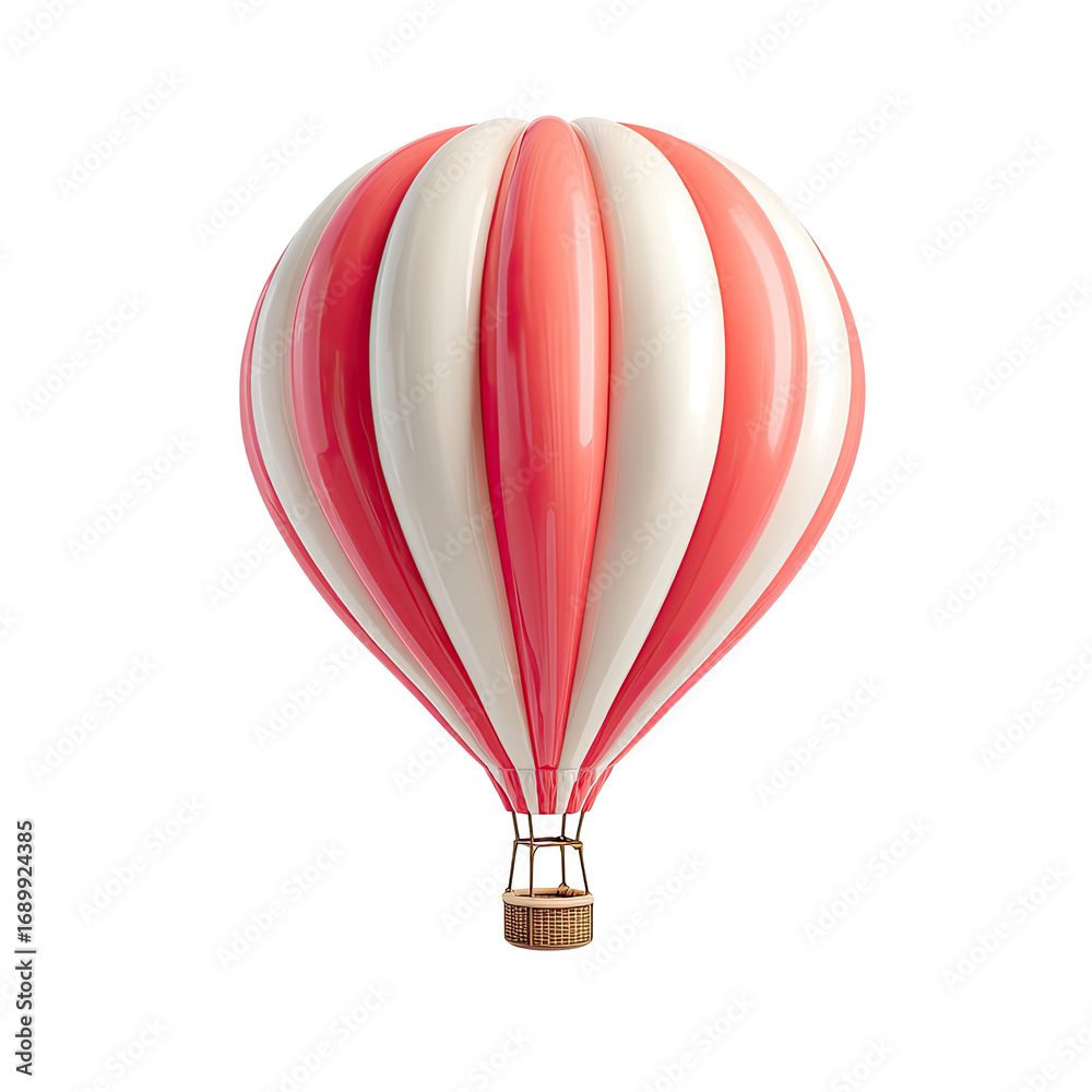Fototapeta premium Pink and white striped hot air balloon