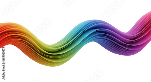 Colorful paper spiral wave isolated on transparent background