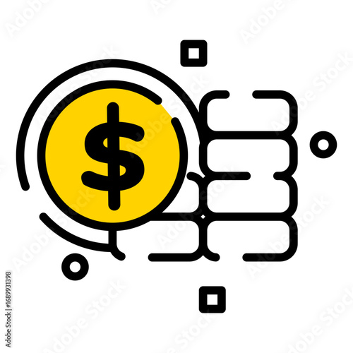 icon of stack dollar coin. symbolizing payment, finance, and wealth. suitable for website and banking application