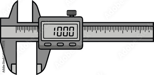 Slide Calipers Measurement Illustration. Precision Tool Slide Calipers Artwork. Engineering Slide Calipers Creative Design. Mechanical Slide Calipers Drawing. Industrial Slide Calipers Illustration