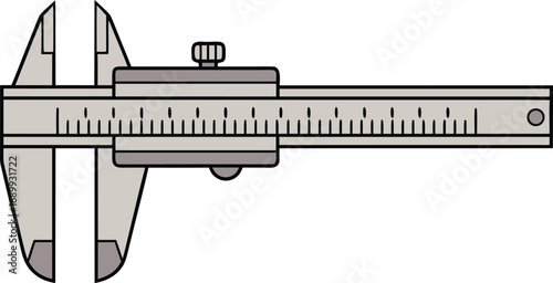 Slide Calipers Measurement Illustration. Precision Tool Slide Calipers Artwork. Engineering Slide Calipers Creative Design. Mechanical Slide Calipers Drawing. Industrial Slide Calipers Illustration