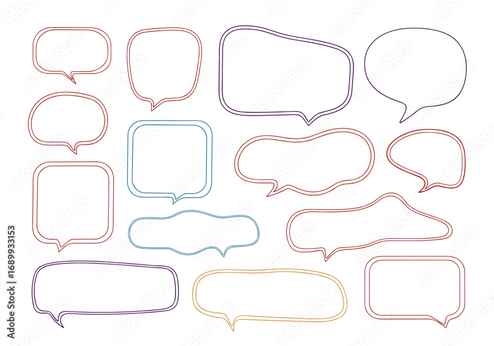 Fototapeta premium Diverse speech bubble shapes offer creative space for communication and ideas
