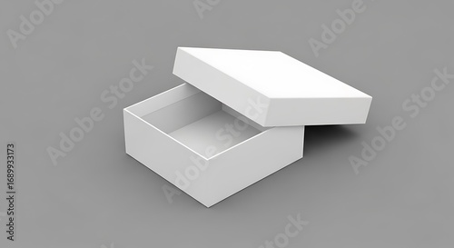 Open White Square Box Mockup.