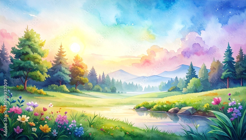 Fototapeta premium きれいな水彩風背景3