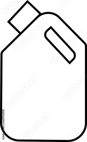 Cleaning product bottle icon in line style, Monochrome detergent, spray, liquid container, household cleaner, disinfectant, soap, chemical packaging illustration isolated on transparent background.